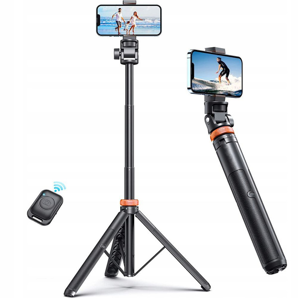 Tech-Protect L03S Bluetooth-Selfie-Stick mit Fernbedienung, Stativ bis 148 cm und 180 Kopf – Weiß