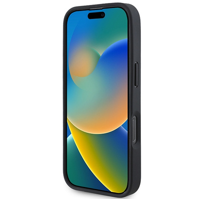Mercedes MB Curved Stitches Lederhülle für iPhone 16 Pro – Schwarz