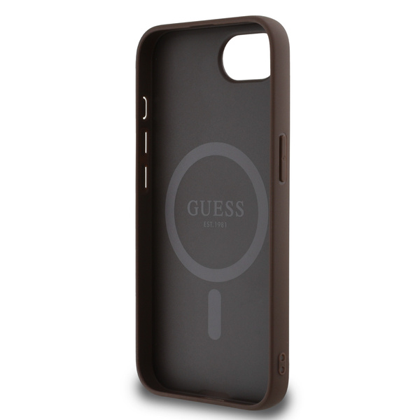 Guess PU 4G Peony Case mit MagSafe für iPhone 16e - Braun