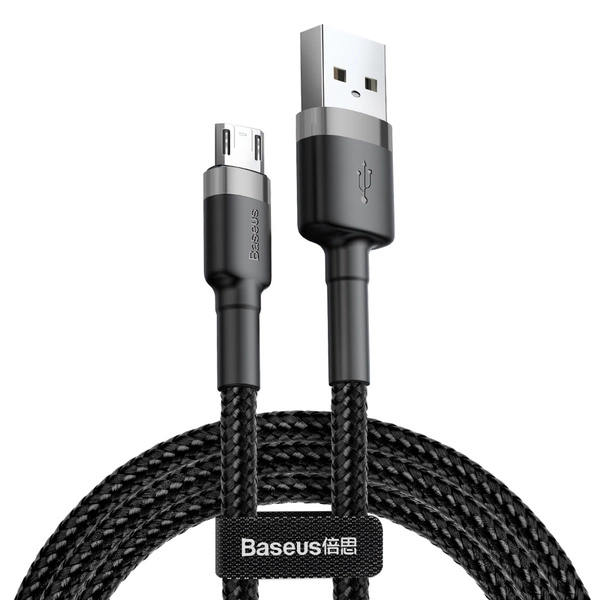 Cavo Baseus Cafule Cavo in nylon resistente USB / micro USB QC3.0 2.4A 0.5M nero-grigio (CAMKLF-AG1)