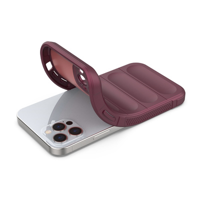 Magic Shield Case für iPhone 12 Pro, flexible gepanzerte burgunderrote Hülle