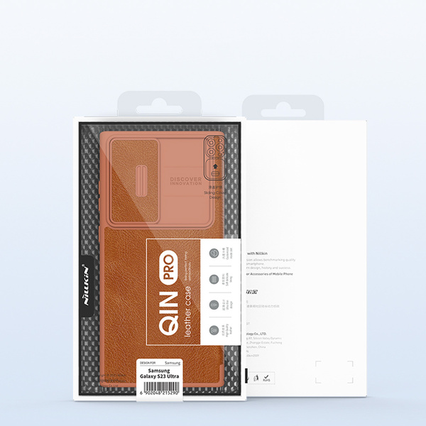 Nillkin Qin Leather Pro Case etui Samsung Galaxy S23 Ultra pokrowiec z klapką osłona na aparat czarne