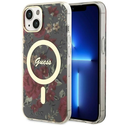 Guess GUHMP14MHCFWSA iPhone 14 Plus 6,7" grün/khaki Hardcase Flower MagSafe