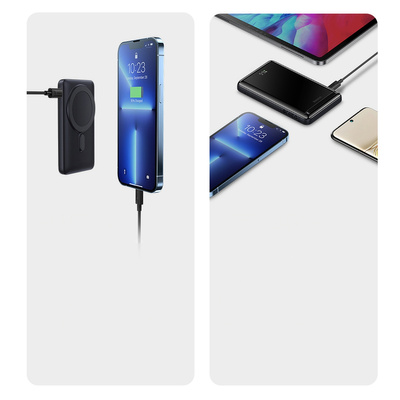 Baseus Magnetic Bracket 10000mAh 20W Powerbank mit MagSafe - dunkelblau + USB-C-Kabel 60W 0,5m