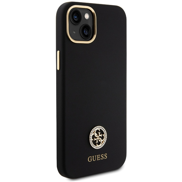 Guess Silicone Logo Strass 4G Case für iPhone 15 Plus / 14 Plus 6.7&quot; - Schwarz