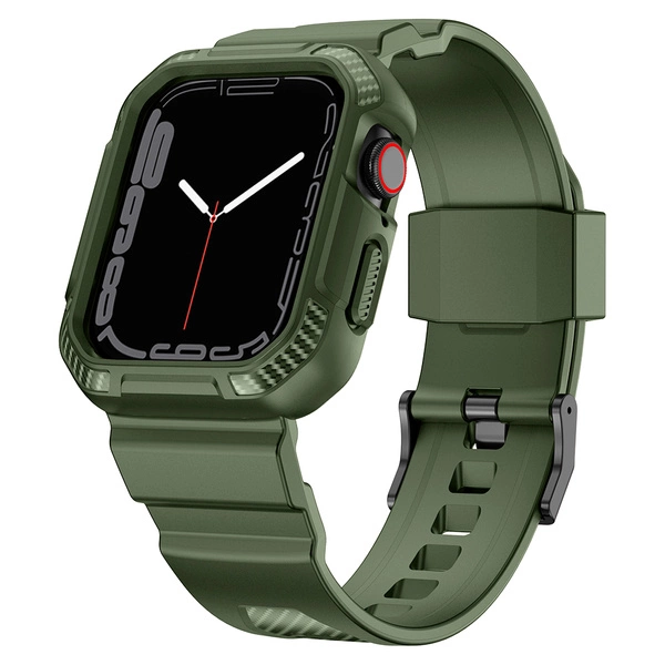 Kingxbar CYF106 2in1 armored case for Apple Watch SE, 9, 8, 7, 6, 5, 4, 3, 2, 1 (41, 40, 38 mm) with strap green