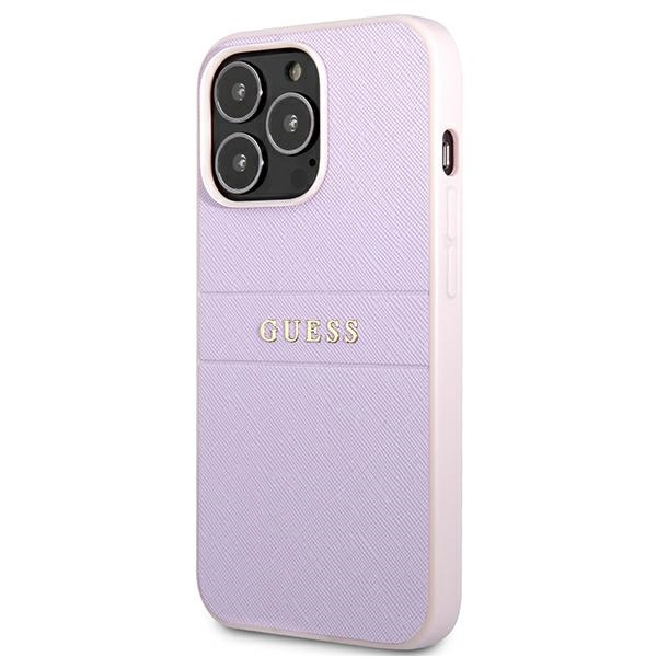 Guess Saffiano Stripe iPhone 13 Pro Max Hülle - Lila