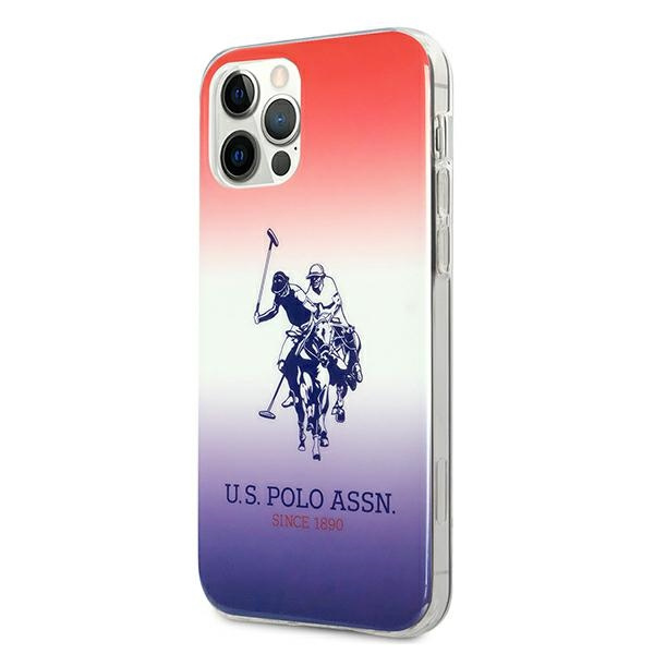 Etui U.S. Polo Assn. Gradient Pattern Collection na iPhone 12 / iPhone 12 Pro - czerwono-niebieskie