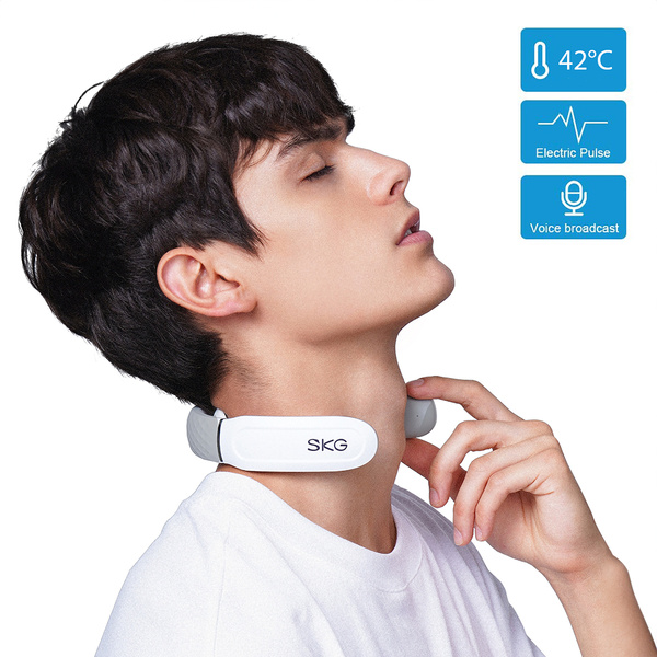 SKG 4356E Nackenmassagegerät mit Elektrostimulation und Kompresse – Weiß