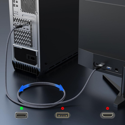 Wozinsky WPS-16AYL2S DisplayPort 2.1 80 Gb/s 16K@60Hz 8K@120Hz 4K@240Hz HDR HDCP DSC cable - black
