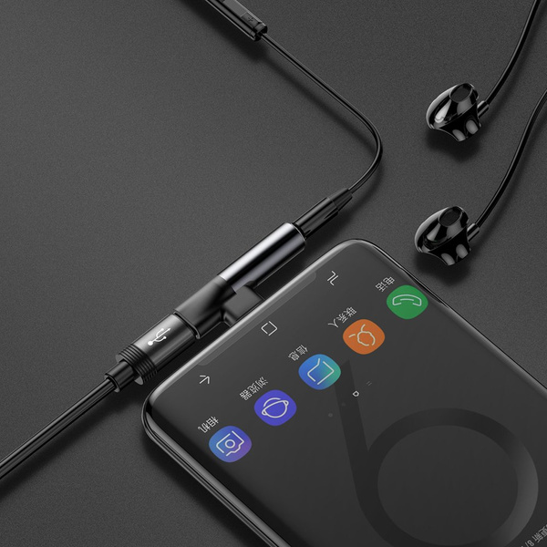 Baseus Audio Converter L41 Adapter von USB-C auf USB-C-Anschluss + 3,5-mm-Kopfhöreranschluss schwarz (CATL41-01)